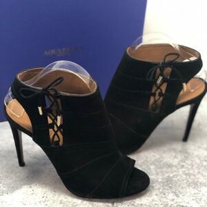 Aquazzura Oiu Baby 105 Lace Up Peep Toe Booties